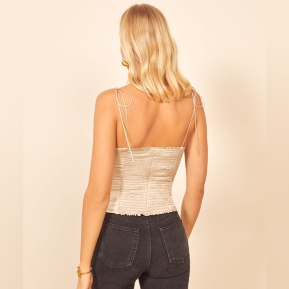 Worn Once Reformation Lucrezia Silk Top in Ivory, Size 4 - Picture 3 of 4